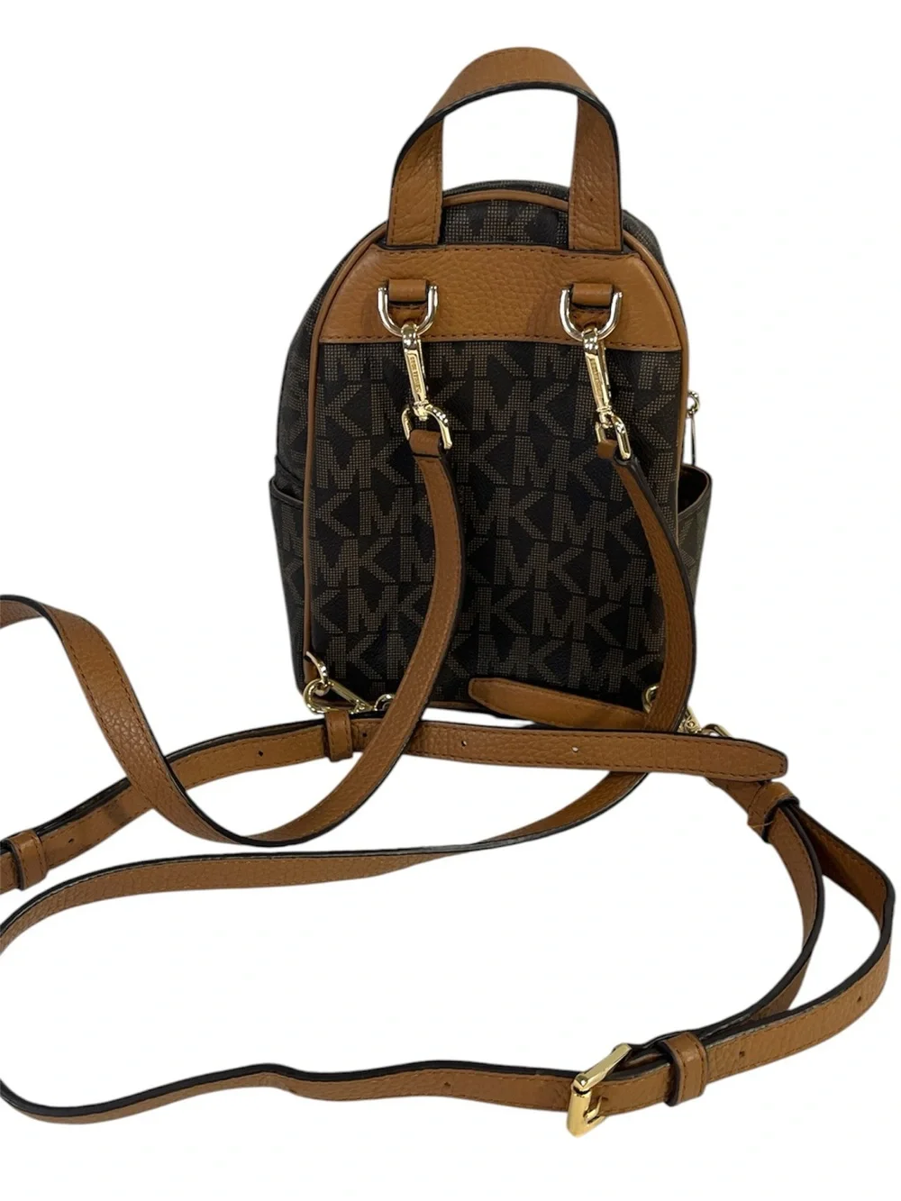 Michael Kors Abbey Small Studded Logo Backpack in Brown
